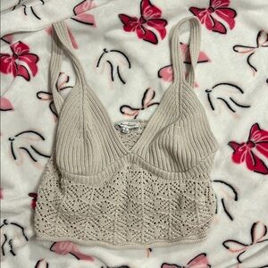Beige Knit Crop Top
